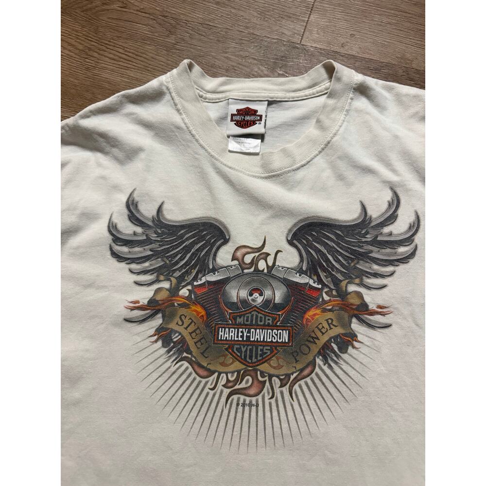 Harley Davidson Winged Eagle Graphic T Shirt White Y2K Biker Size Large - Picture 4 of 4